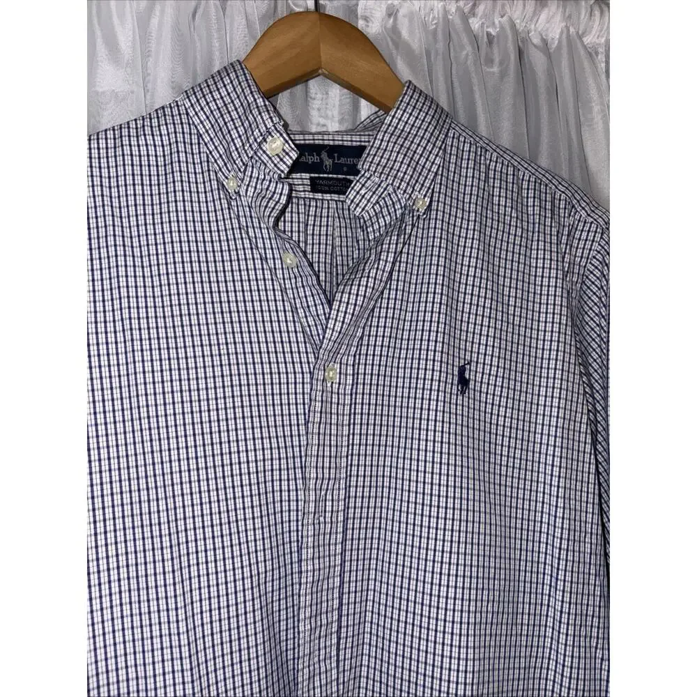 Polo Ralph Lauren Men Long Sleeve Button up Shirt Medium Size Classic Yarmouth